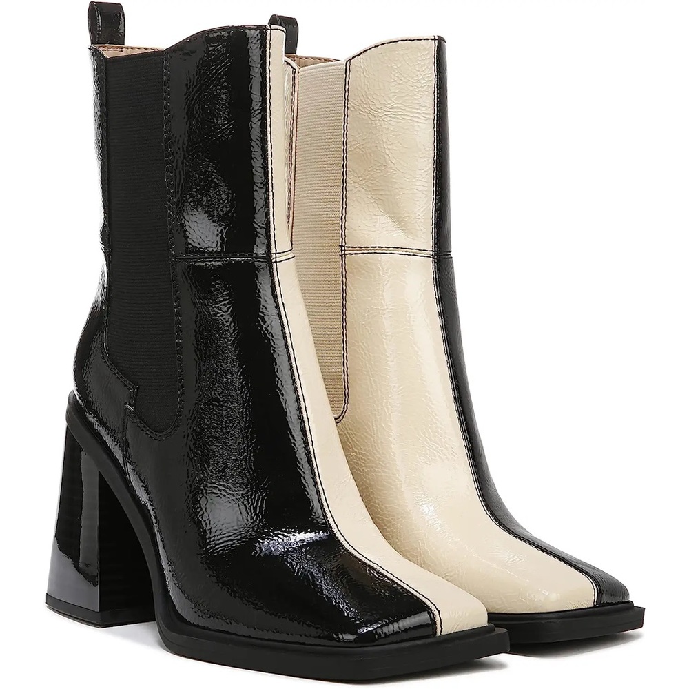 New Circus by Sam Edelman Black and White Lauren Boot Patent Leather